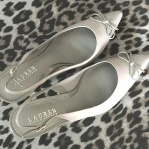 Ralph Lauren Grey Slingback Heels.